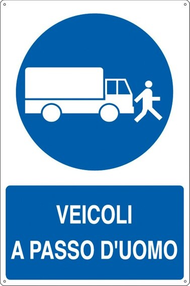 Cartello segnalatore - 50x70 cm - VEICOLI A PASSO D'UOMO - alluminio - Cartelli Segnalatori Fai da te/Sicurezza e protezione/Attrezzature per sicurezza sul lavoro/Segnaletica antinfortunistica Eurocartuccia - Pavullo, Commerciovirtuoso.it