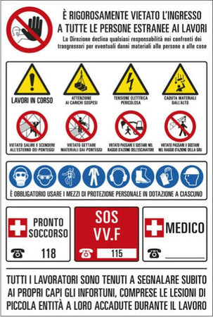 Cartello segnalatore - 67x100 cm - cantiere multisimbolo - polionda - Cartelli Segnalatori Fai da te/Sicurezza e protezione/Attrezzature per sicurezza sul lavoro/Segnaletica antinfortunistica Eurocartuccia - Pavullo, Commerciovirtuoso.it