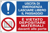 Cartello segnalatore multisimbolo - 30x20 cm - USCITA DI EMERGENZA -E' VIETATO DEPOSITARE - alluminio - Cartelli Segnalatori Fai da te/Sicurezza e protezione/Attrezzature per sicurezza sul lavoro/Segnaletica antinfortunistica Eurocartuccia - Pavullo, Commerciovirtuoso.it