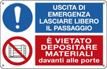 Cartello segnalatore multisimbolo - 30x20 cm - USCITA DI EMERGENZA -E' VIETATO DEPOSITARE - alluminio - Cartelli Segnalatori Fai da te/Sicurezza e protezione/Attrezzature per sicurezza sul lavoro/Segnaletica antinfortunistica Eurocartuccia - Pavullo, Commerciovirtuoso.it