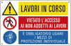 Cartello segnalatore multisimbolo - 50x33 3 cm - LAVORI IN CORSO-VIETATO L'ACCESSO -E' OBBLIGATORIO - alluminio - Cartelli Segnalatori Fai da te/Sicurezza e protezione/Attrezzature per sicurezza sul lavoro/Segnaletica antinfortunistica Eurocartuccia - Pavullo, Commerciovirtuoso.it