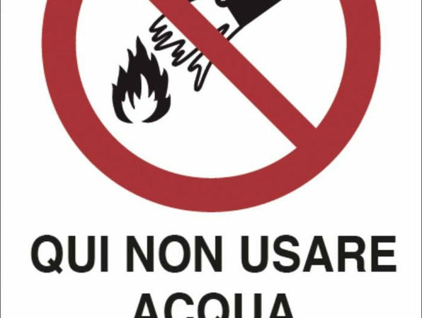 Cartello segnaletica "no acqua" in alluminio 30x20