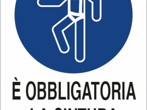 Cartello segnaletica obbligatora cintura di sicurezza 30x20