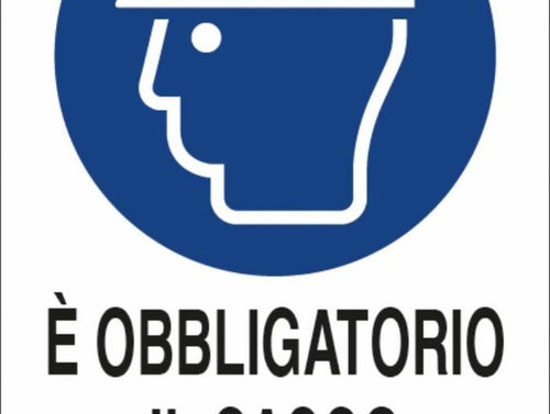 Cartello segnaletica obbligatorio casco di protezione 30x20