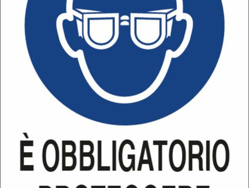 Cartello segnaletica obbligatorio proteggere gli occhi 30x20