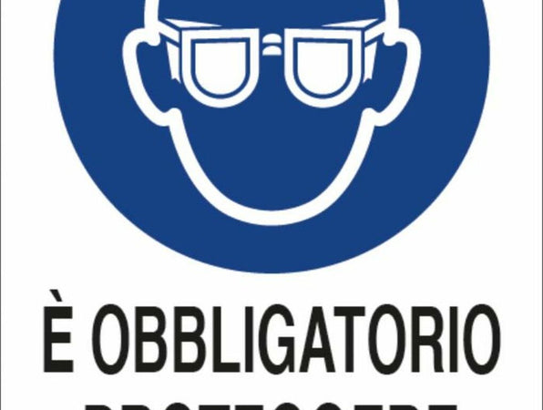 Cartello segnaletica "obbligatorio proteggere gli occhi" 30x20