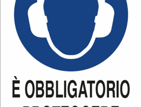 Cartello segnaletica obbligatorio proteggere l'udito 30x20