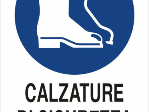 Cartello segnaletica obbligo calzature di sicurezza 30x20