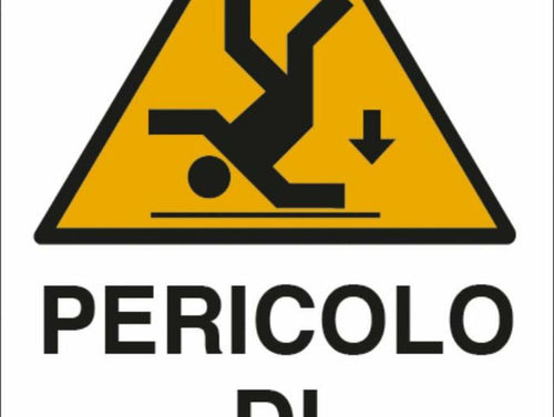 Cartello segnaletica pericolo caduta 30x20