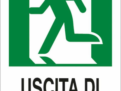 Cartello segnaletica uscita di emergenza sinistra 30x20 confezione da 3 pezzi