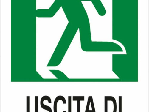 Cartello segnaletica uscita di emergenza sinistra 30x20