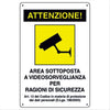 Cartello targa area videosorvegliata sottoposta a videosorveglianza cm 20x30 segnale Fai da te/Sicurezza e protezione/Attrezzature per sicurezza sul lavoro/Segnaletica antinfortunistica La Zappa - Altamura, Commerciovirtuoso.it