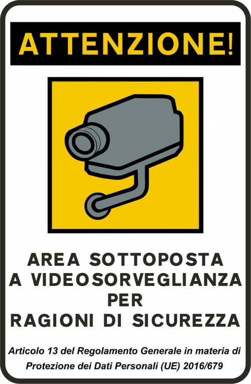 Cartello-Targa-Area-Videosorvegliata-Sottoposta-a-Videosorveglianza-Cm-22x15