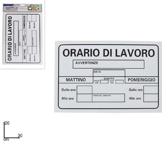 Cartello Targa In Pvc 30 X 20 Cm Orario Di Lavoro Ufficio Attivita' Segnaletica Casa, arredamento e bricolage > Hobby e collezionismo > Cartelli Segnalatori Trade Shop italia - Napoli, Commerciovirtuoso.it