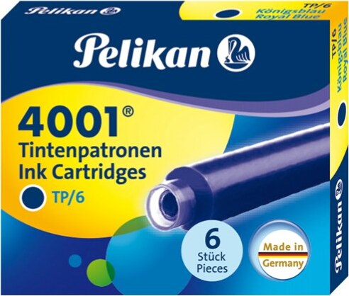Cartucce inchiostro 4001 (TP-6) - lunghezza 39mm - blu - Pelikan - conf. 6 pezzi Cancelleria e prodotti per ufficio/Penne matite scrittura e correzione/Penne e ricariche/Penne stilografiche Eurocartuccia - Pavullo, Commerciovirtuoso.it
