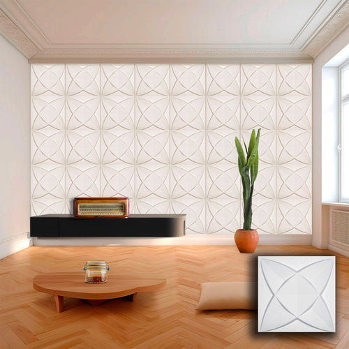 €1,99 Pannello in fibra naturale a parete 3D, rivestimento di lusso 3D 50X50cm BIANCO verniciabile PETALI Eternal Parquet