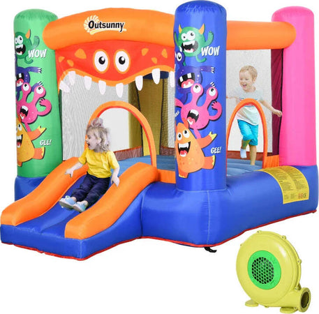Casa-Gioco-Castello-Gonfiabile-Gigante-per-Bambini-3-8-anni-Trampolino-Rimbalzante-Colorato-con-Scivolo-e-Canestro-250cmx180cmx175cm-PW2342-021V90PW2