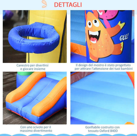 Casa-Gioco-Castello-Gonfiabile-Gigante-per-Bambini-3-8-anni-Trampolino-Rimbalzante-Colorato-con-Scivolo-e-Canestro-250cmx180cmx175cm-PW2342-021V90PW2
