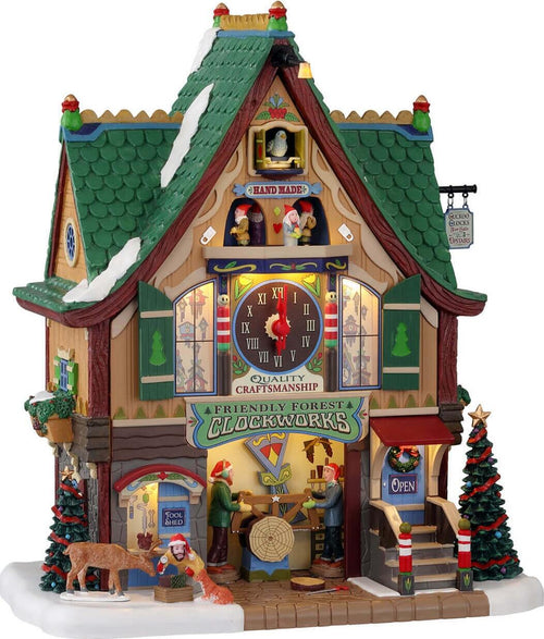Casa orologio degli amici della foresta decorazione per villaggio di Natale in poliresina Casa e cucina/Decorazioni per interni/Addobbi e decorazioni per ricorrenze/Decorazioni natalizie/Oggettistica MagiediNatale.it - Altamura, Commerciovirtuoso.it