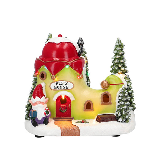 Casa elfo decorativa con Led mulitcolor decorazione natalizia