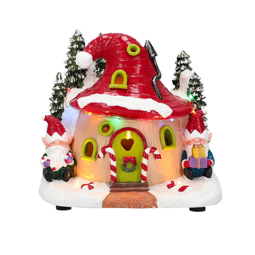 Casa elfo decorativa con Led mulitcolor decorazione natalizia