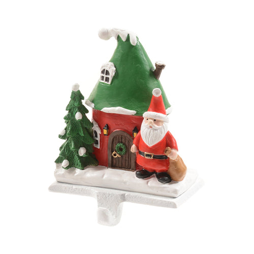 Supporto per Calza di Natale casa natalizia in resina e ghisa da 15 cm