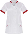 Casacca Donna Eliana Bianco Manica Corta Casacca Estetica con Profili Rossi