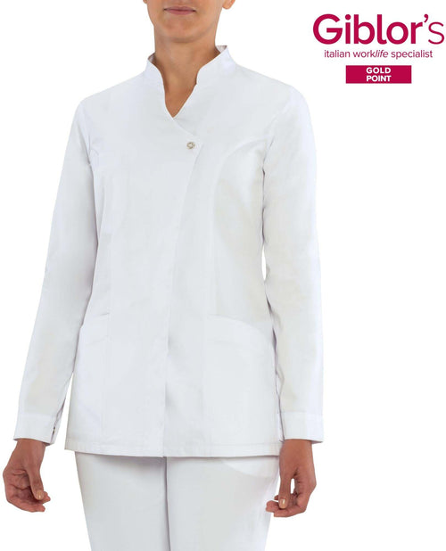 Casacca Donna Gioia Bianco Manica Lunga Casacca Estetica 100% Cotone