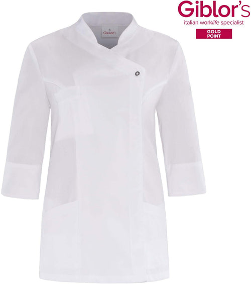 Casacca Donna Mirka Bianco Manica Corta Stiro Facile Tencel Casacca Infermiera