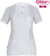 Casacca Donna Nicole Bianco Manica Corta Microfibra Zip Lunga Superleggera Casacca Parrucchiera Antistiro Antibatterica