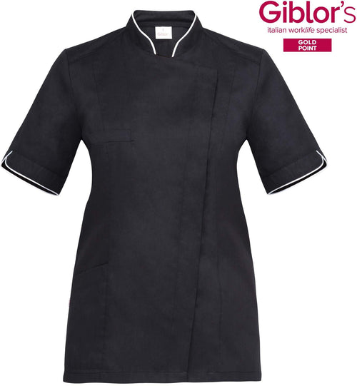 Casacca Donna Tania Manica Corta Nero Tessuto Leggero Casacca Dentista