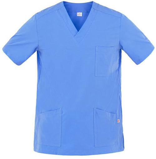 Casacca Flavio Azzurro Casacca Infermiere Medicale Collo a V No Stiro Microfibra Superleggera