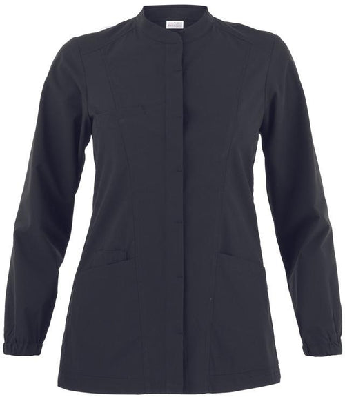 Casacca Lia Nero Casacca Donna Infermiera Medicale Manica Lunga No Stiro Microfibra Superleggera