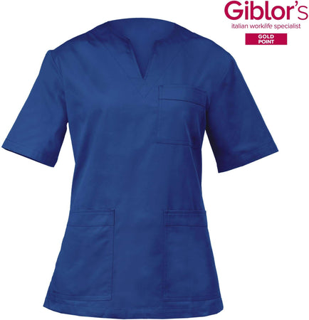 Casacca Margherita Donna Royal Bluette Manica Corta Tessuto Satin Dottoressa  Farmacista Dentista Infermiera