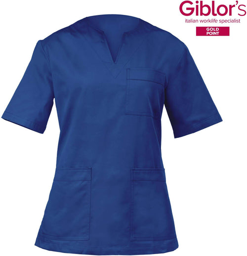 Casacca Margherita Donna Royal Bluette Manica Corta Tessuto Satin Dottoressa  Farmacista Dentista Infermiera