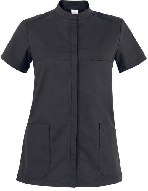 Casacca Miriam Nero Casacca Donna Manica Corta Elasticizzata Medicale Cucina Trasiprante No Stiro