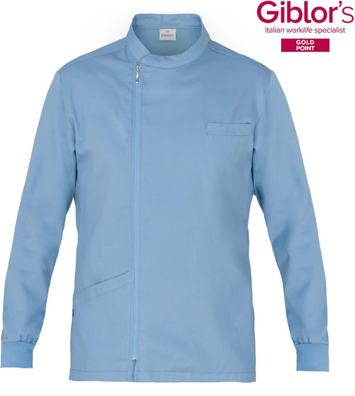 Casacca Ruggero Azzurro Manica Lunga Casacca Uomo Medico Farmacista Dentista Infermiere Asa Oss