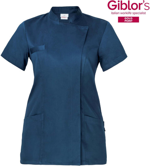 Casacca Tati Blu Manica Corta Casacca Donna Tessuto Satin Dottoressa Farmacista Dentista Infermiera asa oss