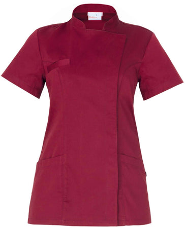 Casacca Tati Bordeaux Manica Corta Casacca Donna Tessuto Satin Dottoressa Farmacista Dentista Infermiera asa oss