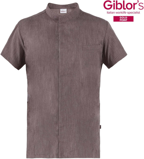 Casacca Uomo Filippo Tortora Manica Corta Casacca Parrucchiere Tessuto Leggero Casacca Cucina Uomo