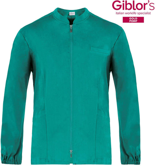 Casacca Uomo Gabriele Verde Manica Lunga Cotone Casacca Infermiere Zip Lunga