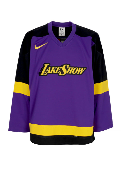 NIKE NBA Casacca Tipo Hockey Uomo Nba City Edition Hockey Jersey Loslak Field Purple/black/amarillo/black da uomo