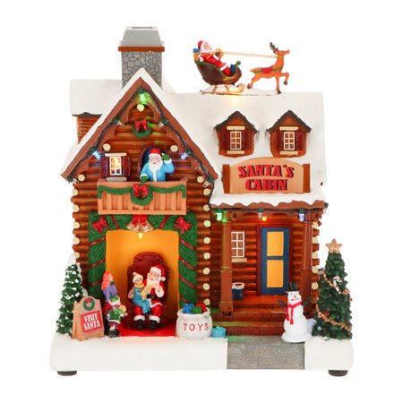 Casa di Babbo Natale illuminata con led multicolor e musica decorazione per villaggio di Natale