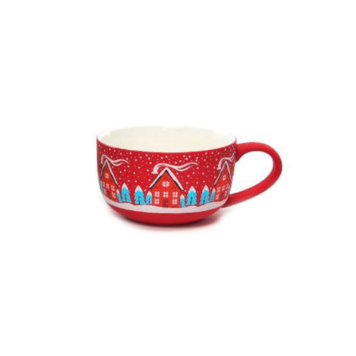 Tazza di natale in porcellana floccata 370 ml decorazione natalizia