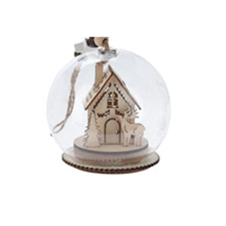 Sfera di vetro con scena Led decorazione natalizia h 10 cm