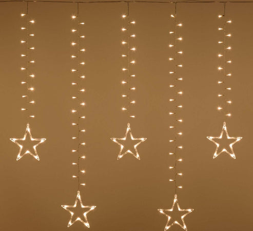 Cascata stalattite decorata con stelle luminose 620 Led luce bianco caldo cavo trasparente 500xH105cm Casa e cucina/Decorazioni per interni/Addobbi e decorazioni per ricorrenze/Decorazioni natalizie/Luci natalizie/Catene luminose per interni MagiediNatale.it - Altamura, Commerciovirtuoso.it