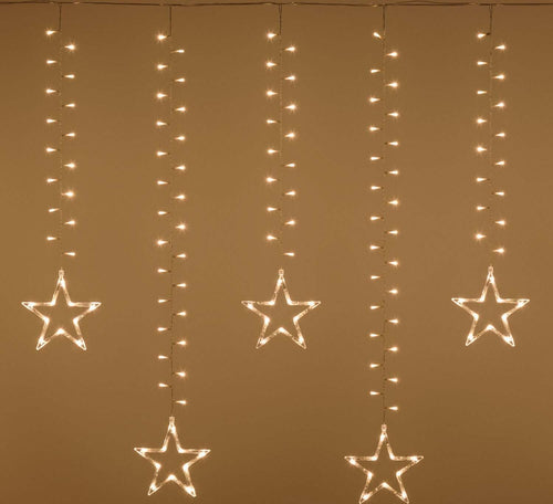 Cascata stalattite decorata con stelle luminose 620 Led luce bianco caldo cavo trasparente 500xH105cm Casa e cucina/Decorazioni per interni/Addobbi e decorazioni per ricorrenze/Decorazioni natalizie/Luci natalizie/Catene luminose per interni MagiediNatale.it - Altamura, Commerciovirtuoso.it