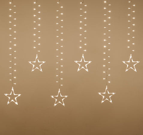 Cascata stalattite decorata con stelle luminose 620 Led luce bianco caldo cavo trasparente 500xH105cm Casa e cucina/Decorazioni per interni/Addobbi e decorazioni per ricorrenze/Decorazioni natalizie/Luci natalizie/Catene luminose per interni MagiediNatale.it - Altamura, Commerciovirtuoso.it