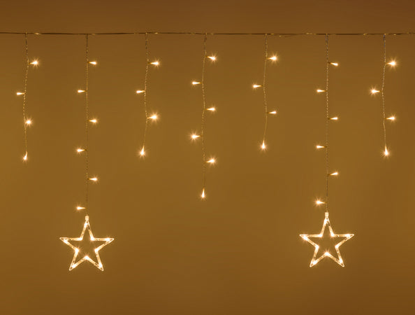 Cascata stalattite decorata con stelle luminose a led luce calda per interno ed esterno cavo trasparente Casa e cucina/Decorazioni per interni/Addobbi e decorazioni per ricorrenze/Decorazioni natalizie/Luci natalizie/Catene luminose per interni MagiediNatale.it - Altamura, Commerciovirtuoso.it