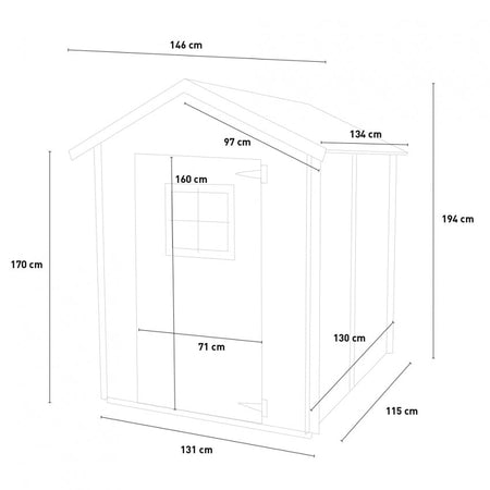 Casetta in legno con porta finestrata deposito da giardino per attrezzi "Made in Italy" 146 x 130 x h 194 cm